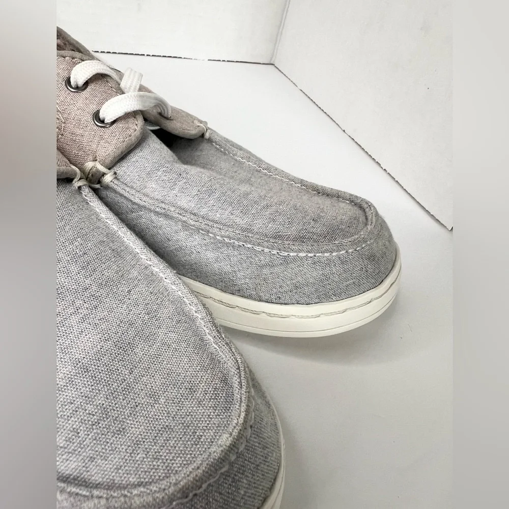 Toms Gray Lace Up Low Top Moc Toe Flat Casual Boat Shoes Size Mens 8 Women's 9.5